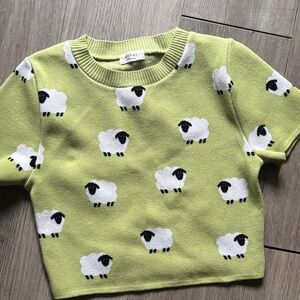 Debut Lime Green Sheep Pattern Sweater